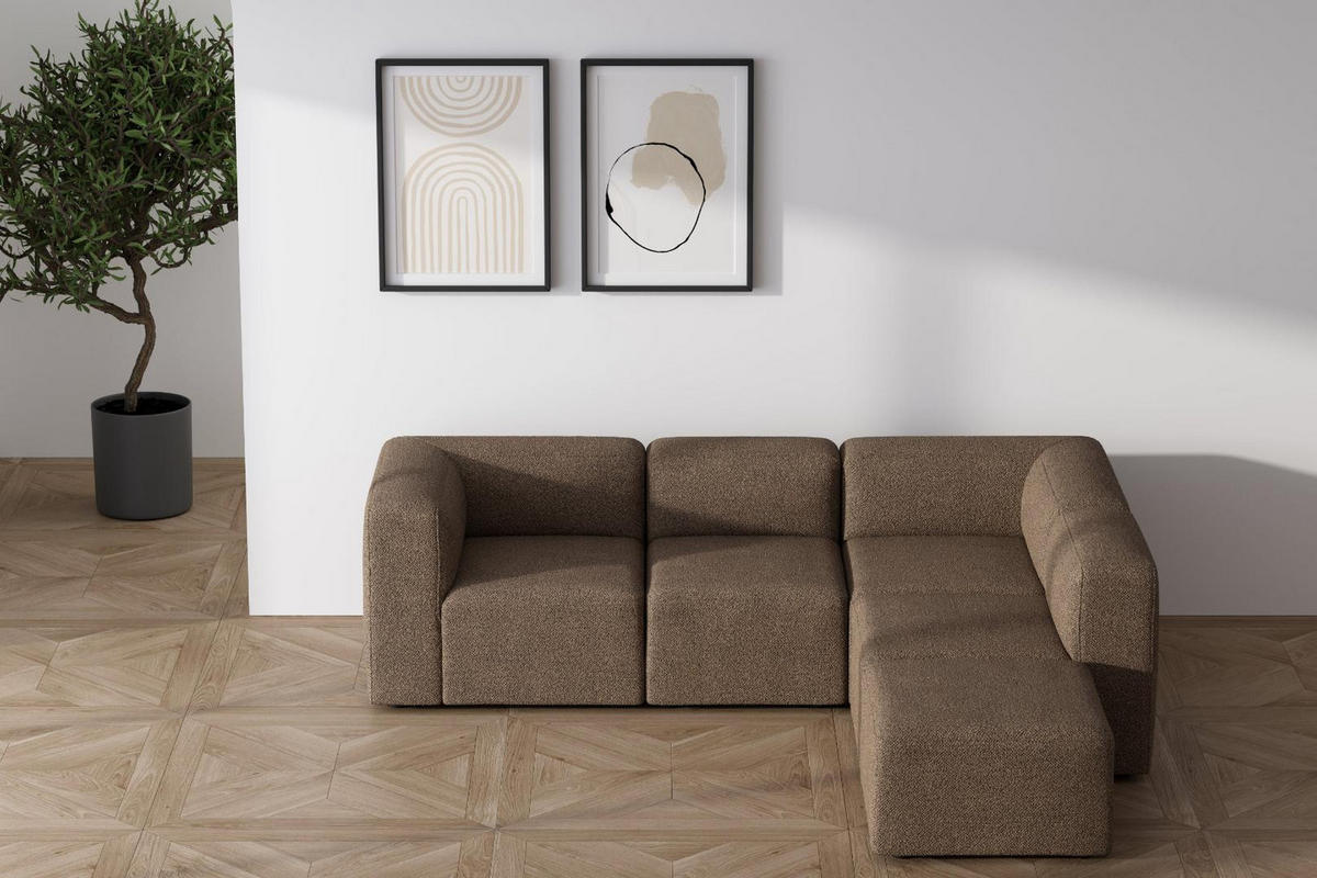 CHAISELONGSOFA Cubic Stoff Braun - Braun, Textil (257/64/257cm) - ebuy24