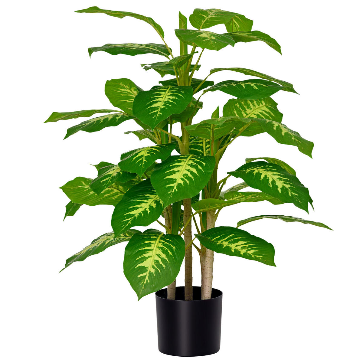KUNSTPFLANZE, Kunststoff-Pflanze, Zementtopf, Indoor und Outdoor, 95 cm, Grün - Grün, Kunststoff (95cm) - FORIOUS