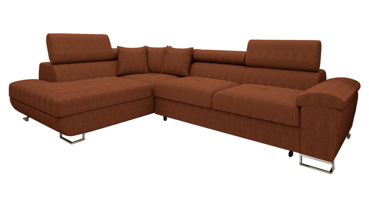 ECKSOFA Cotere Cord, Seite: Links - Braun, Holz/Textil (270/202cm) - MIRJAN24