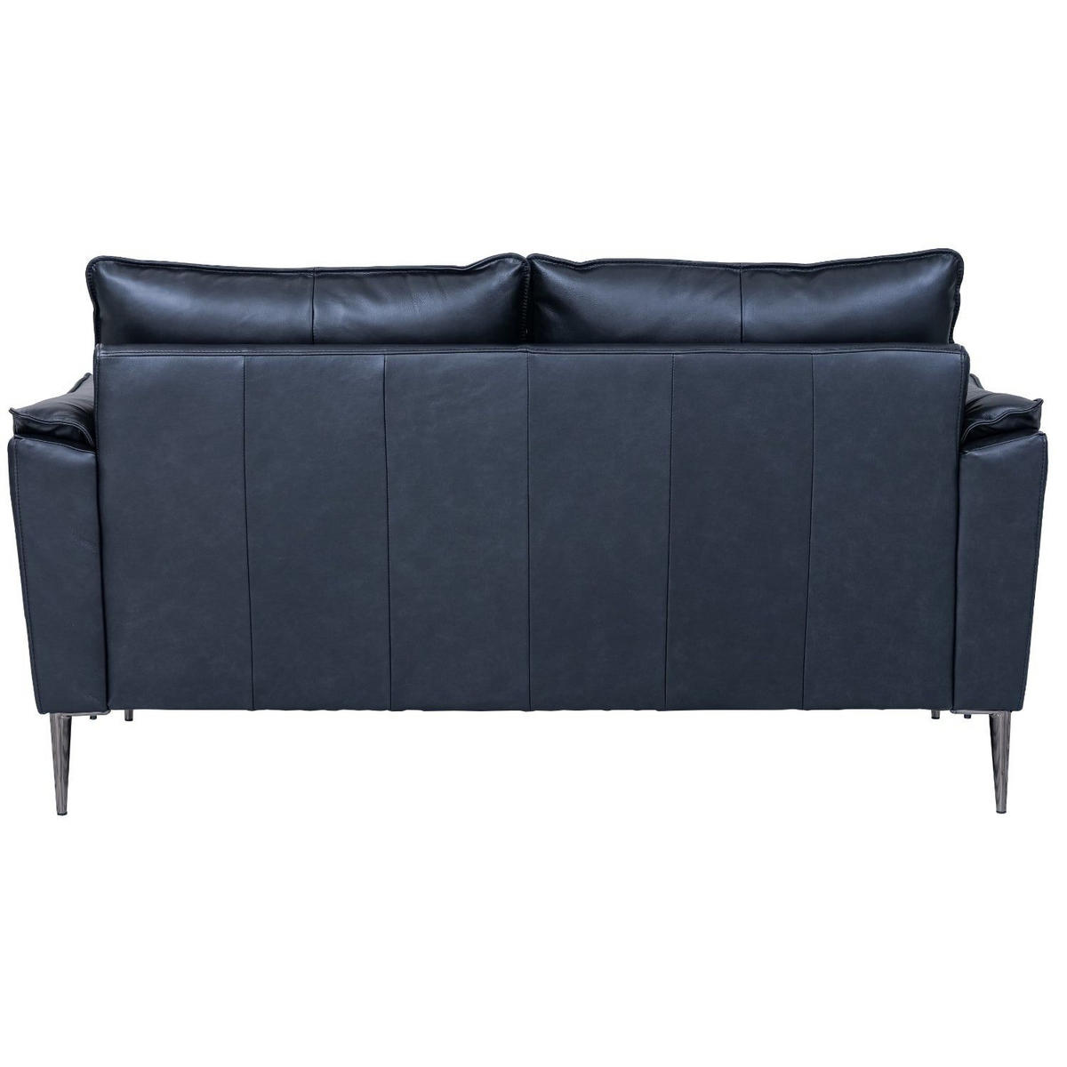 ZWEISITZER-SOFA Echtleder Schwarz - Schwarz, Leder/Metall (160/88/90cm) - Furnhouse