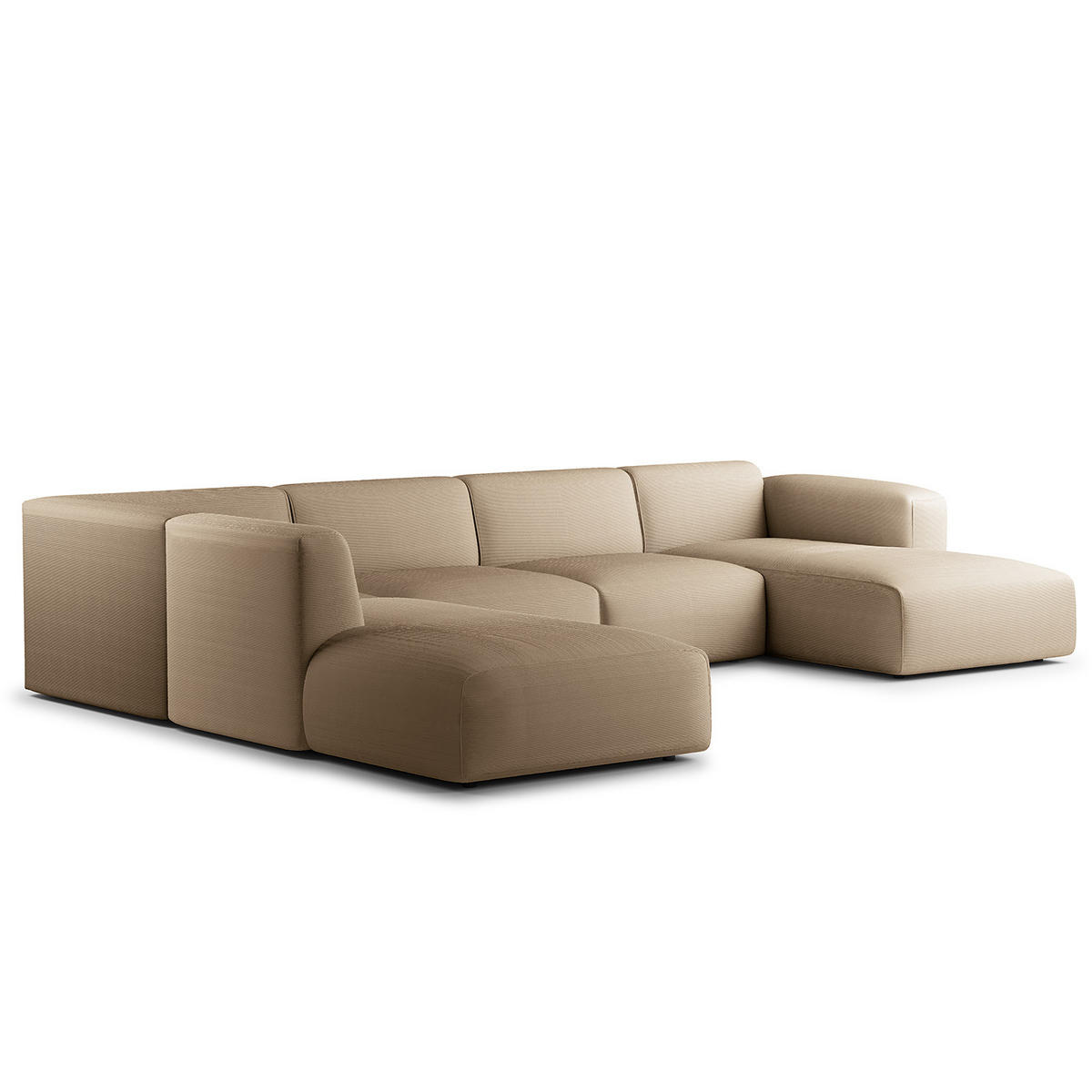 WOHNLANDSCHAFT mit Longchair - Taupe/Schwarz, Kunststoff/Textil (325/71/235cm) - home24