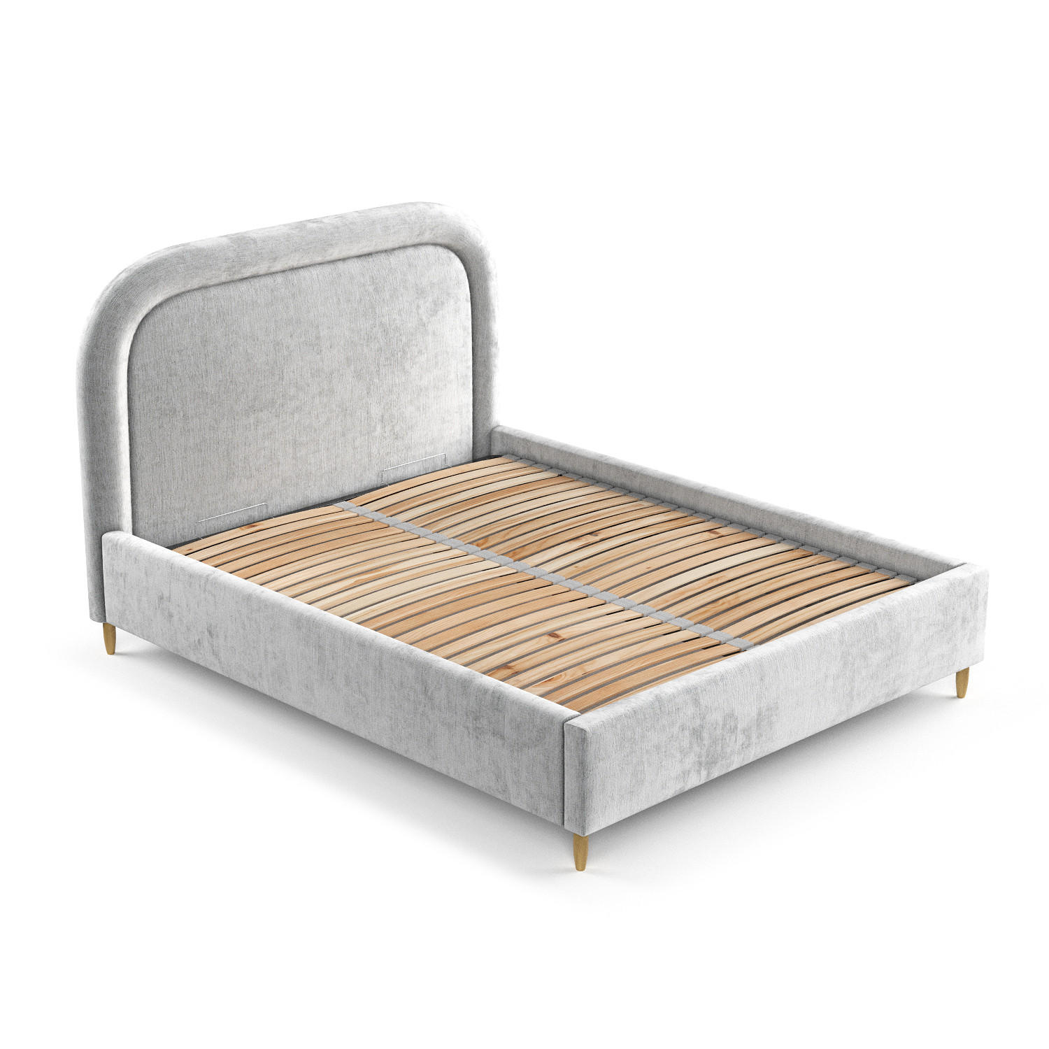 POLSTERBETT Mija Hellgrau 120/200 cm im Chenille-Stoff - Hellgrau/Naturfarben, Holz/Holzwerkstoff (120/200cm) - Maison de Reve