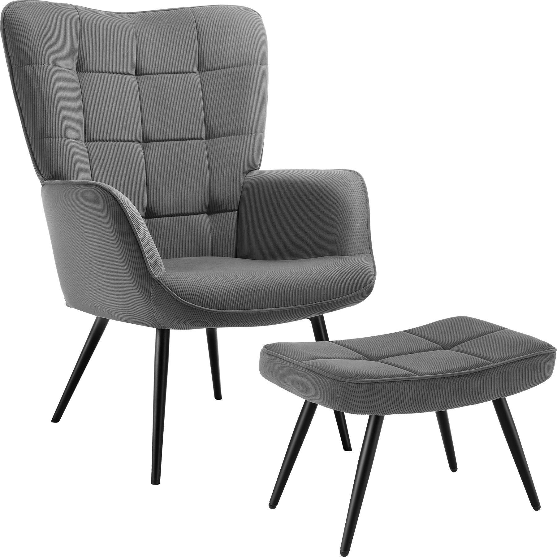 tectake Sessel Anthrazit, Schwarz 72x100.5x76 cm