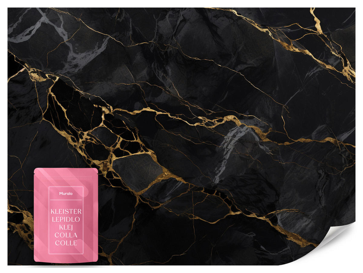 FOTOTAPETE Abstraktion Marmor Moderne Muster 150x105 - Beige/Schwarz, Papier (150/105cm) - Muralo