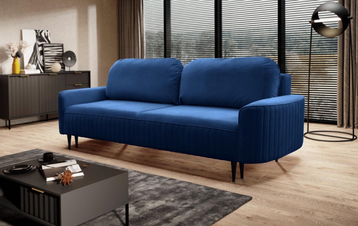 SOFA Granat ANES Ausziehbar Drei-Sitzer - Blau, Textil (244/92/102cm) - Sepro Meble