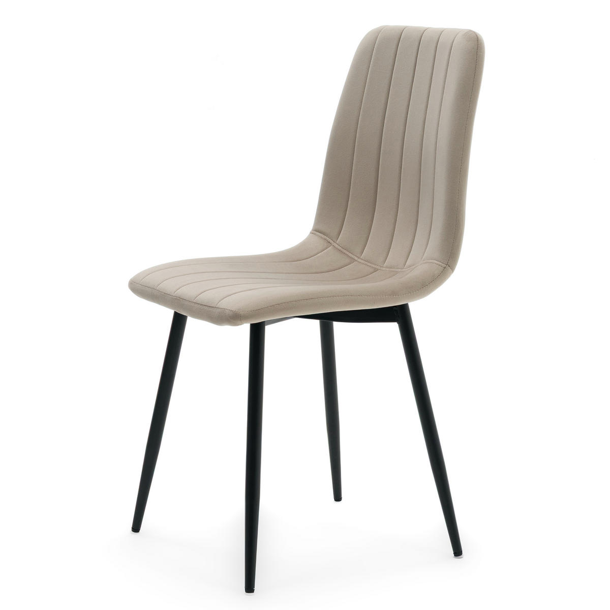 STUHL GELA gepolstert mit Steppung - dunkelbeige - Samt Velours - Schwarz/Braun, Textil/Metall (45/89/53cm) - NEW HOME