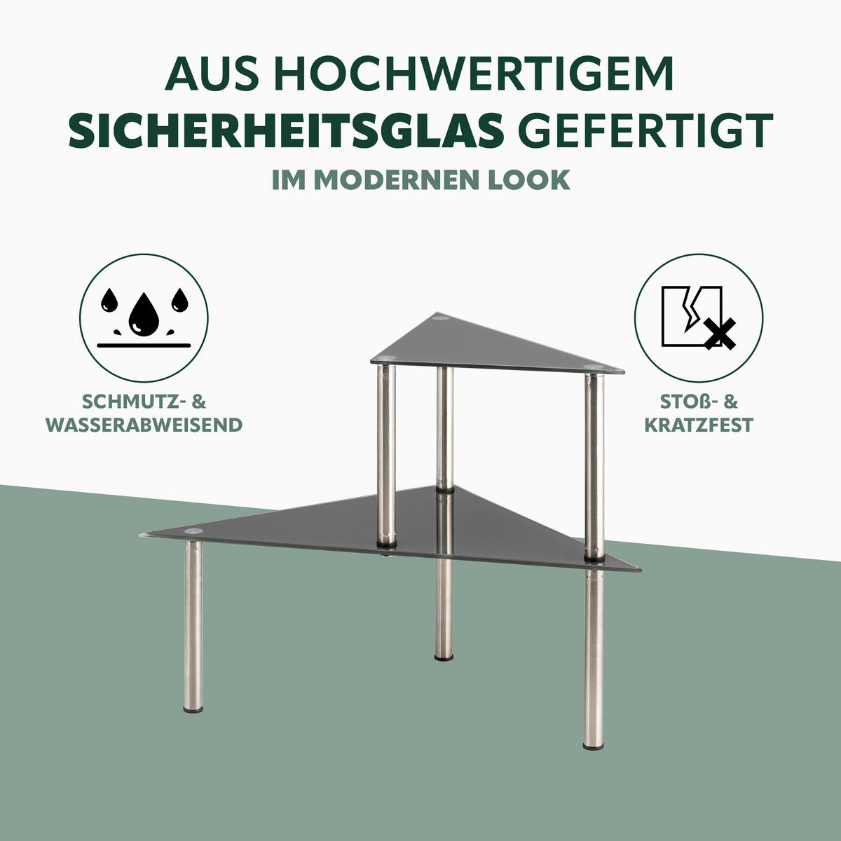 ECKREGAL, grau, Edelstahl, Kunststoff - Grau, Glas (33/34/33cm) - bremermann