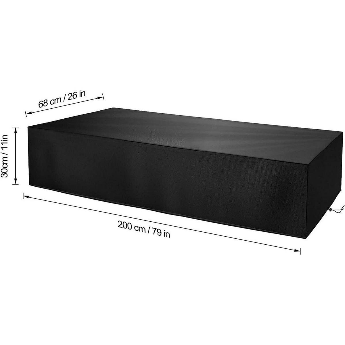 GARTENLIEGE Abdeckung 2-teiliges Set 200 x 68 x 30 cm Wasserdicht Oxford - Schwarz, Kunststoff (68/30/200cm)