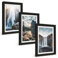 BILDER SET 3er Set - 20x30 cm Schwarzer Rahmen - Wasserfälle, Berge, Landschaften, Natur - Schwarz, Kunststoff (20/30cm) - TULUP