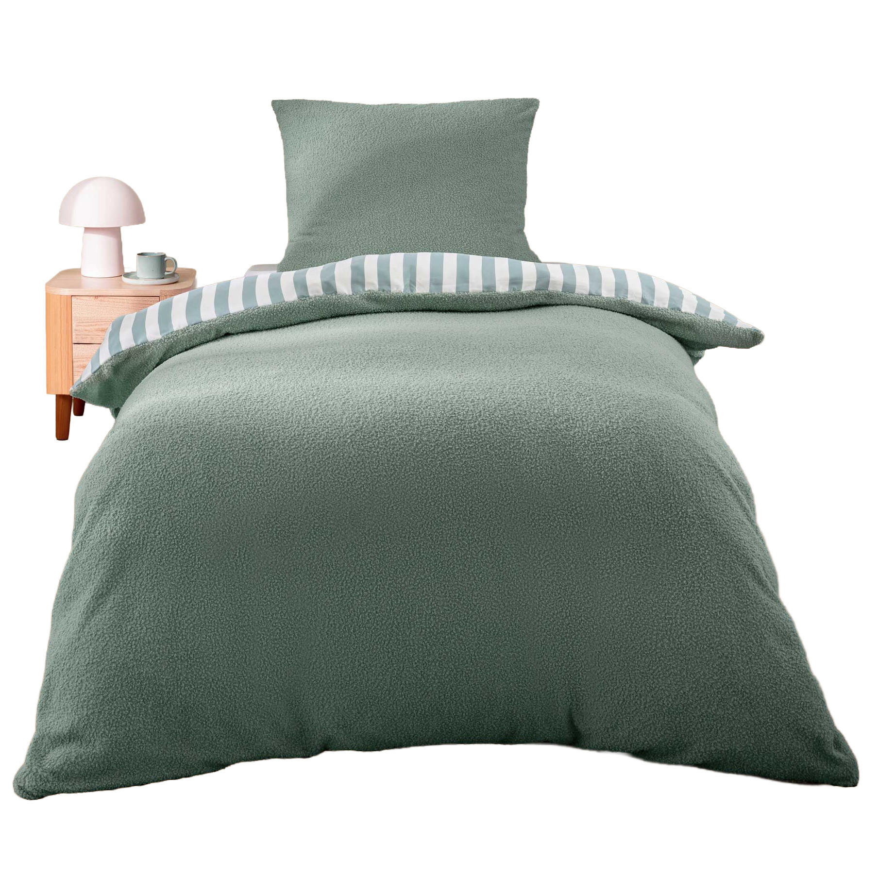 PLÜSCHBETTWÄSCHE-SET 2-teilig Pilou 140/200 cm - Grün, Textil (200/140cm) - Douceur d´intérieur
