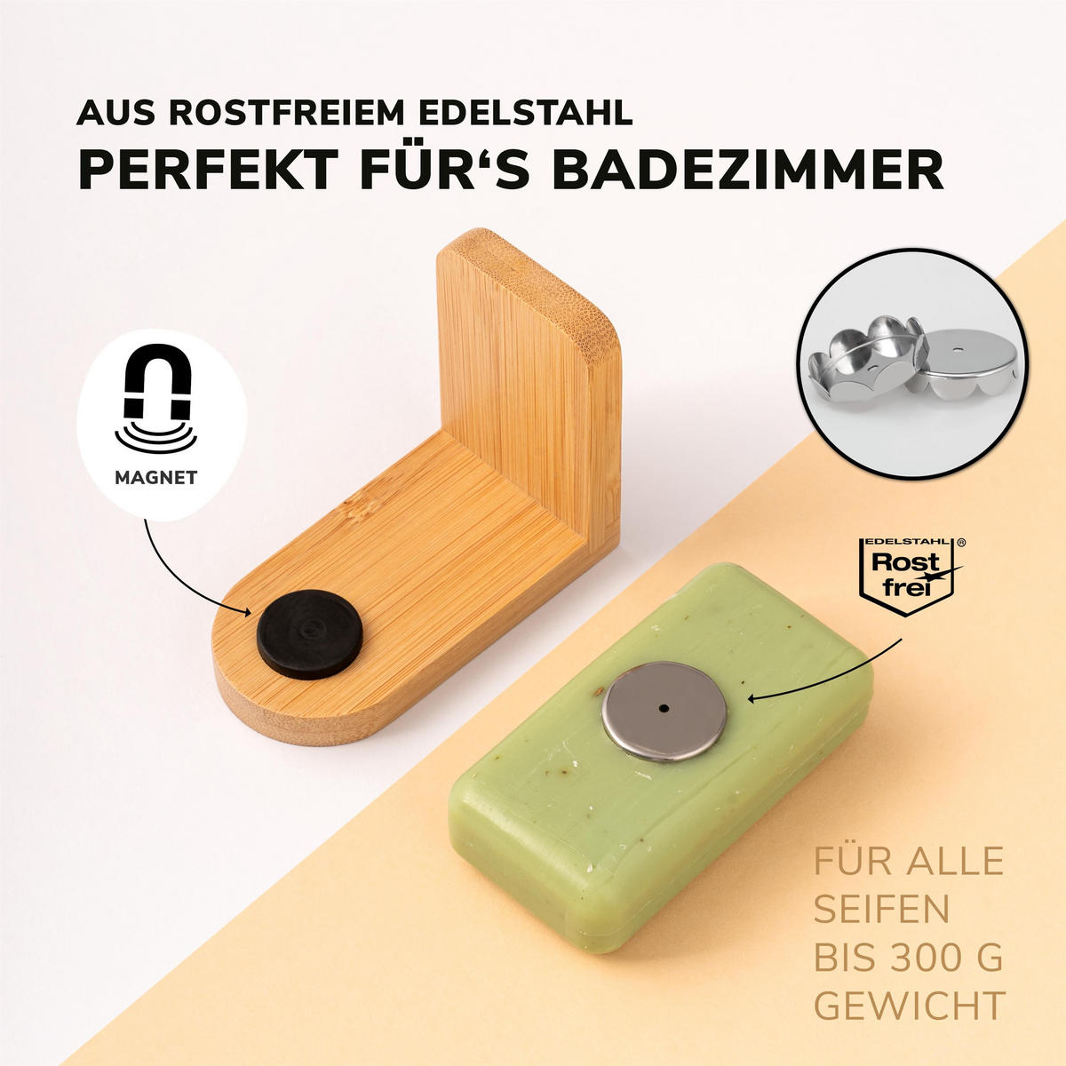 MAGNET-SEIFENHALTER, Bambus - Braun, Holz (4.5/9/7cm) - bremermann