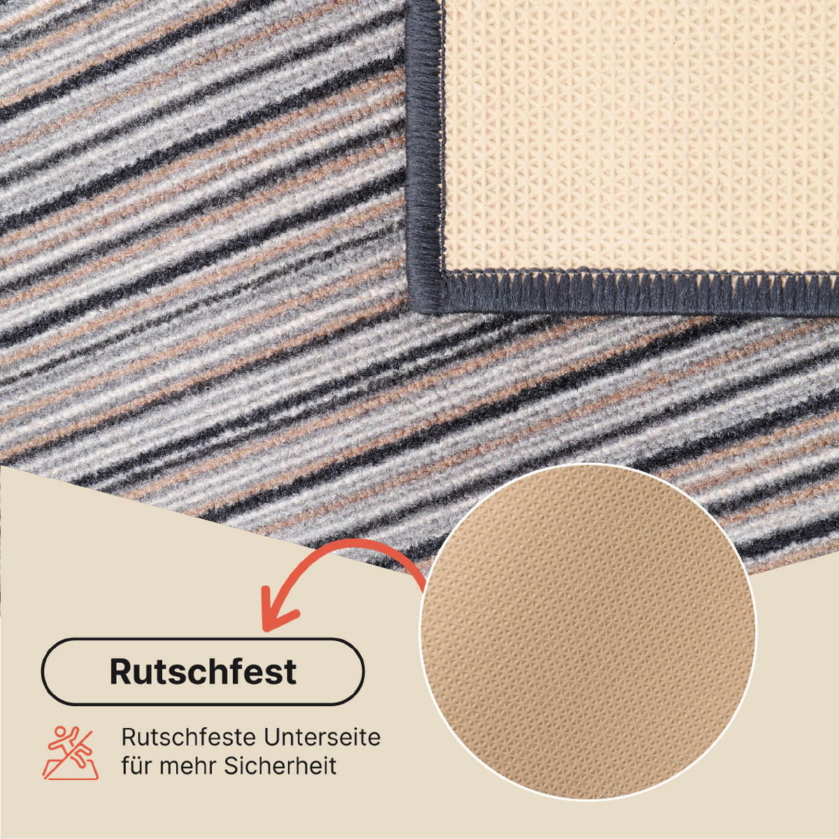 TEPPICHLÄUFER Anti-Rutsch Graphitfarben rutschfest Gummiunterlage 80/100 cm - Graphitfarben, Textil (80/100cm) - Tapiso