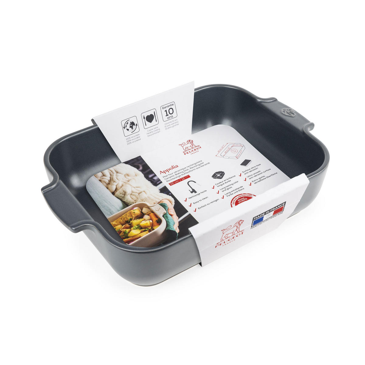 AUFLAUFFORM Keramik Appolia 32cm Rechteckig Schiefergrau Spülmaschinenfest - Grau, Keramik (21.7/32/7.2cm) - PEUGEOT