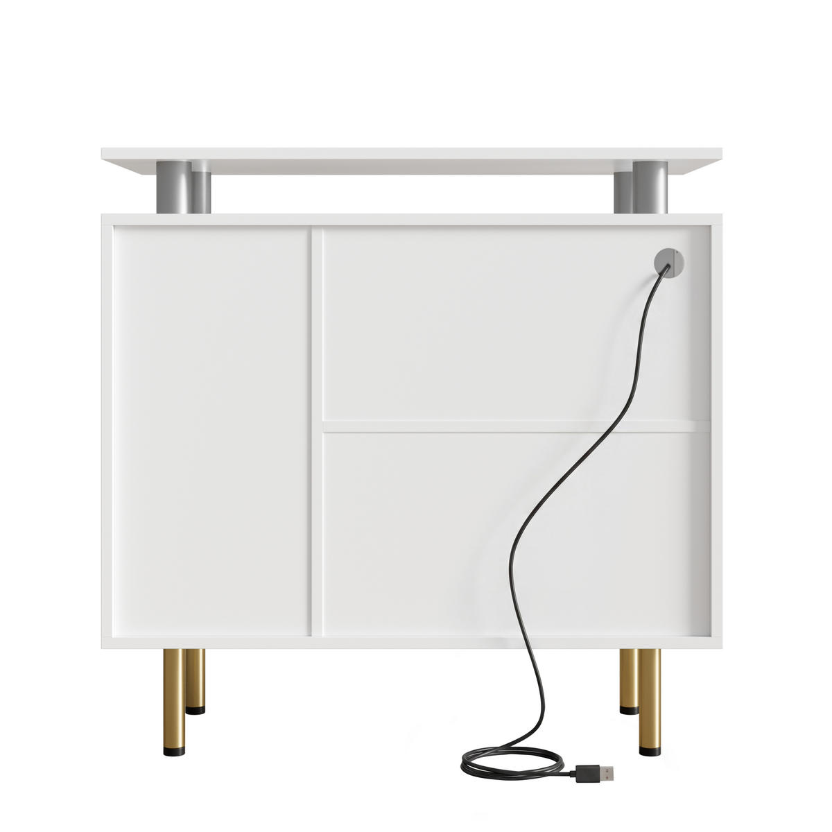 SIDEBOARD in Weiß mit LED-Beleuchtung und Schubladen für Wohnzimmer, Flur und Esszimmer, B80/T35/H80 cm - Goldfarben/Weiß, Glas/Holzwerkstoff (80/80/35cm) - STILVORA