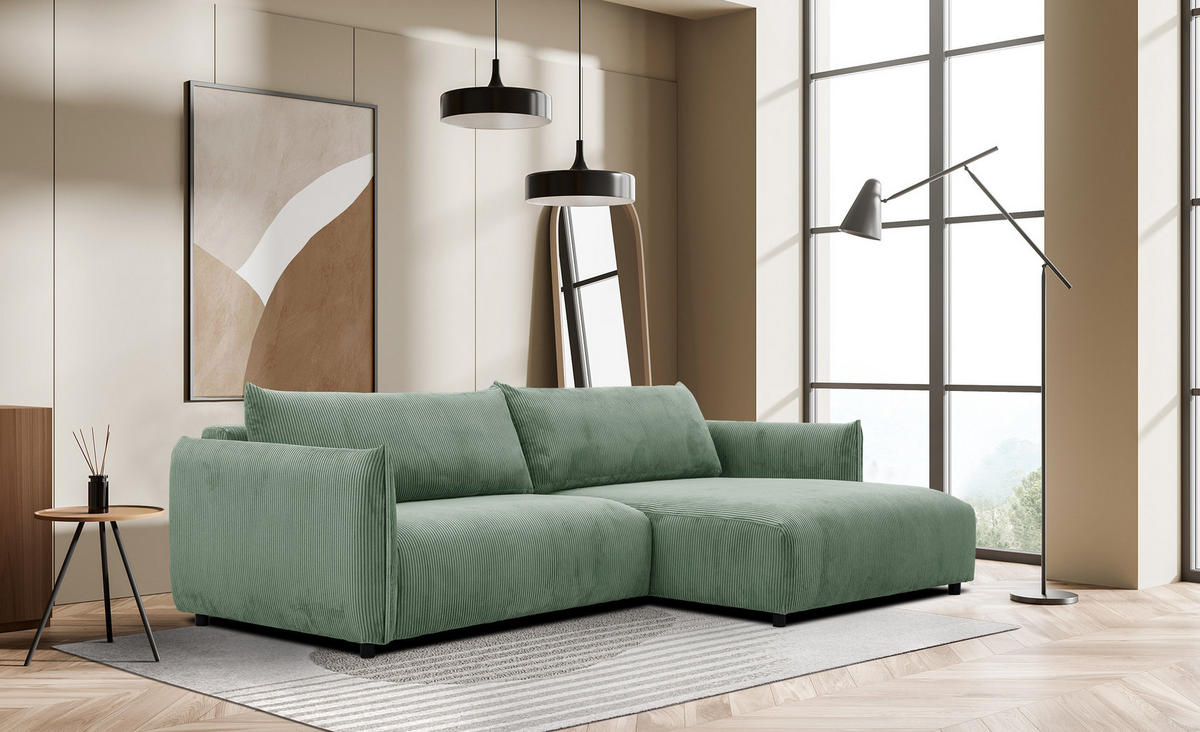 ECKSOFA TAUER 5-Sitzer, mintgrün - Schwarz/Mintgrün, Holzwerkstoff/Kunststoff (292/174cm) - Courtois Laville