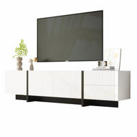 TV-SCHRANK 190/35/45 cm schwarz/weiß MDF mit 3 Türen und 2 Schubladen - Schwarz/Weiß, Holzwerkstoff (190/45/35cm) - OKWISH