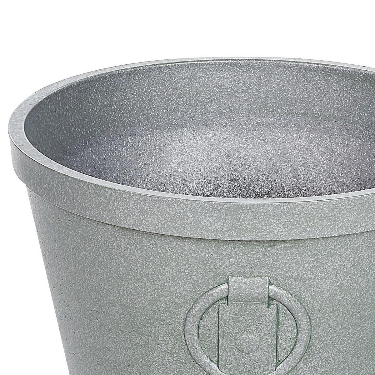 BLUMENTOPF grau rund 45/45/41 cm Vari - Grau, Stein (41cm) - Beliani