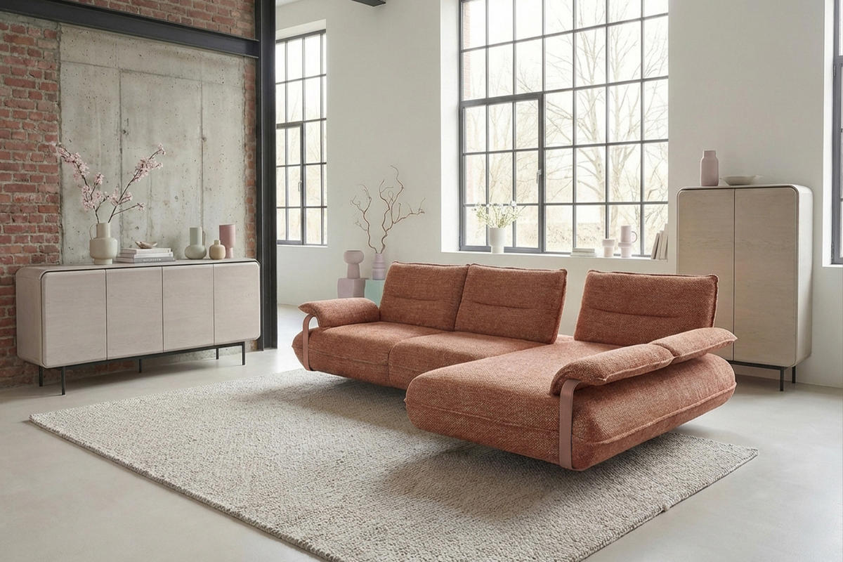 ECKSOFA ANISSA Braun Flachgewebe - Dunkelbraun/Schwarz, Kunststoff/Textil (185/297cm) - KAWOLA