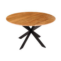 ESSTISCH GALAXIE rund Akazie Natur|Schwarz 130cm - Schwarz/Braun, Holz/Metall (130/130/77cm) - riess-ambiente
