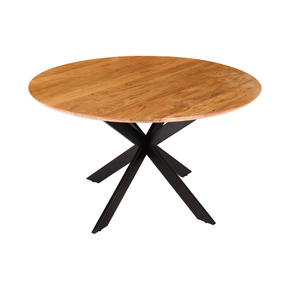 ESSTISCH GALAXIE rund Akazie Natur|Schwarz 130cm - Schwarz/Braun, Holz/Metall (130/130/77cm) - riess-ambiente