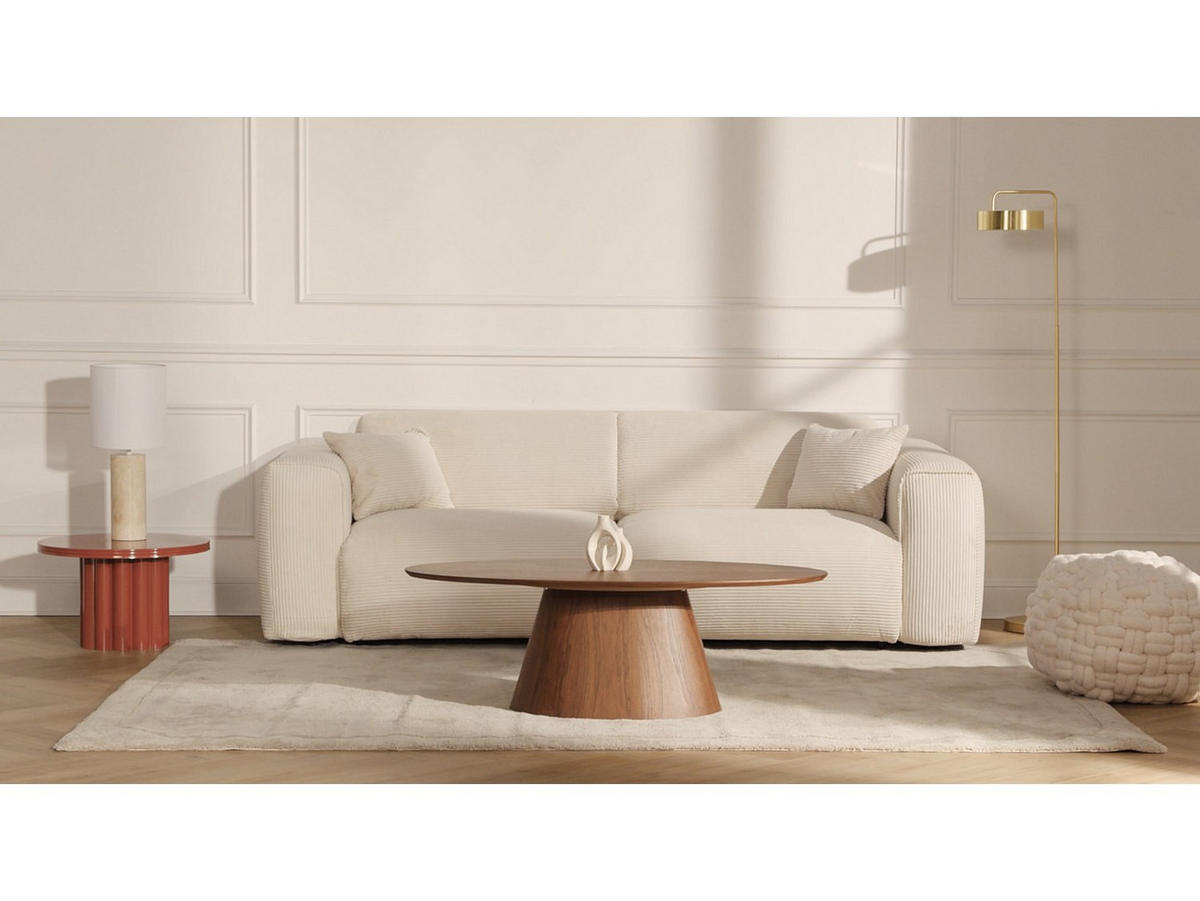 SCHLAFSOFA - 4 Personen-Sitzer - Samt, Stoff - Beige - - Beige, Textil (236/73/100cm) - Vente-Unique