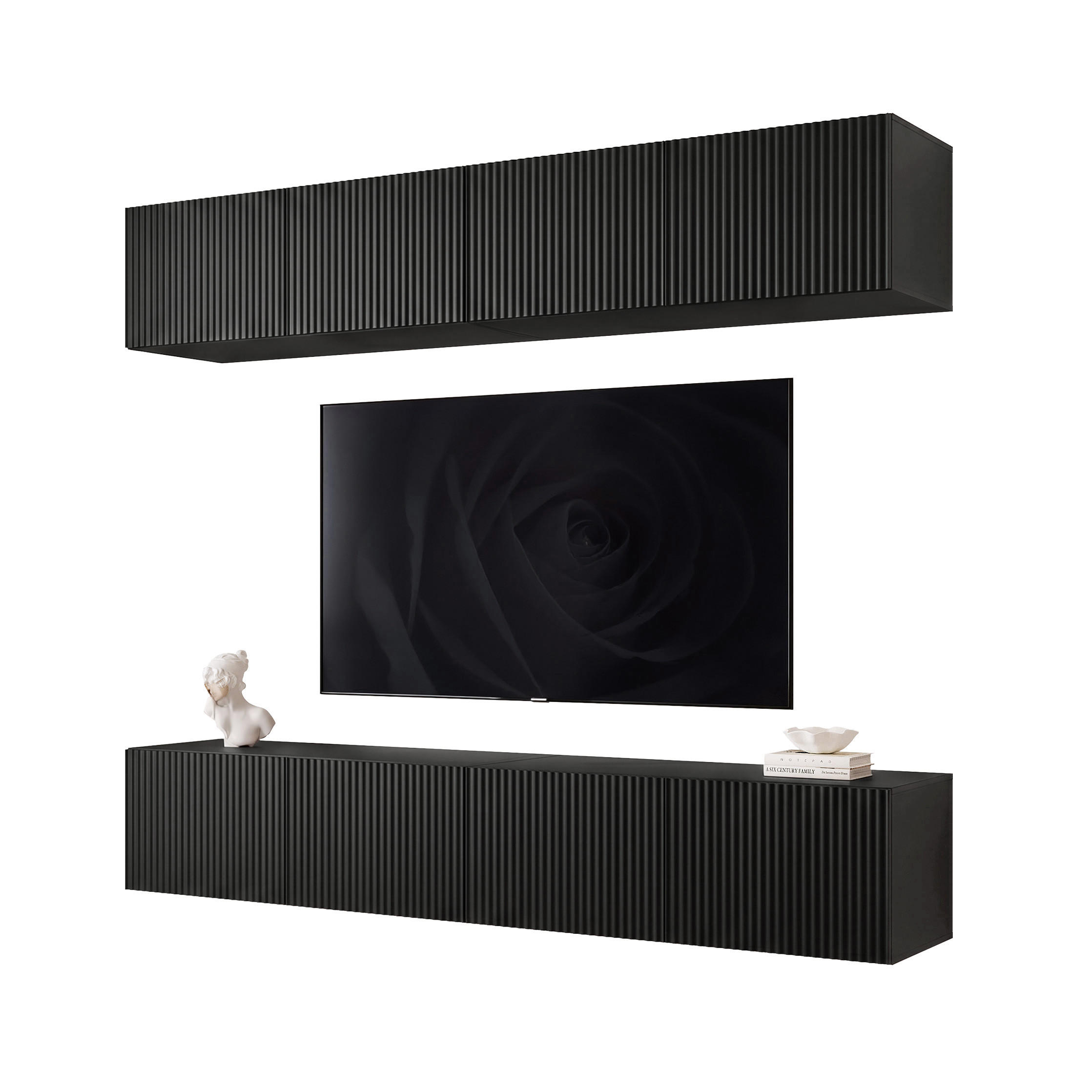 Idohome Wohnwand Schwarz 200x36x40 cm