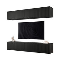 WOHNWAND ANGEL II Schwarz hängend mit LED-Beleuchtung 200 cm - Schwarz, Holzwerkstoff (200/36/40cm) - Idohome