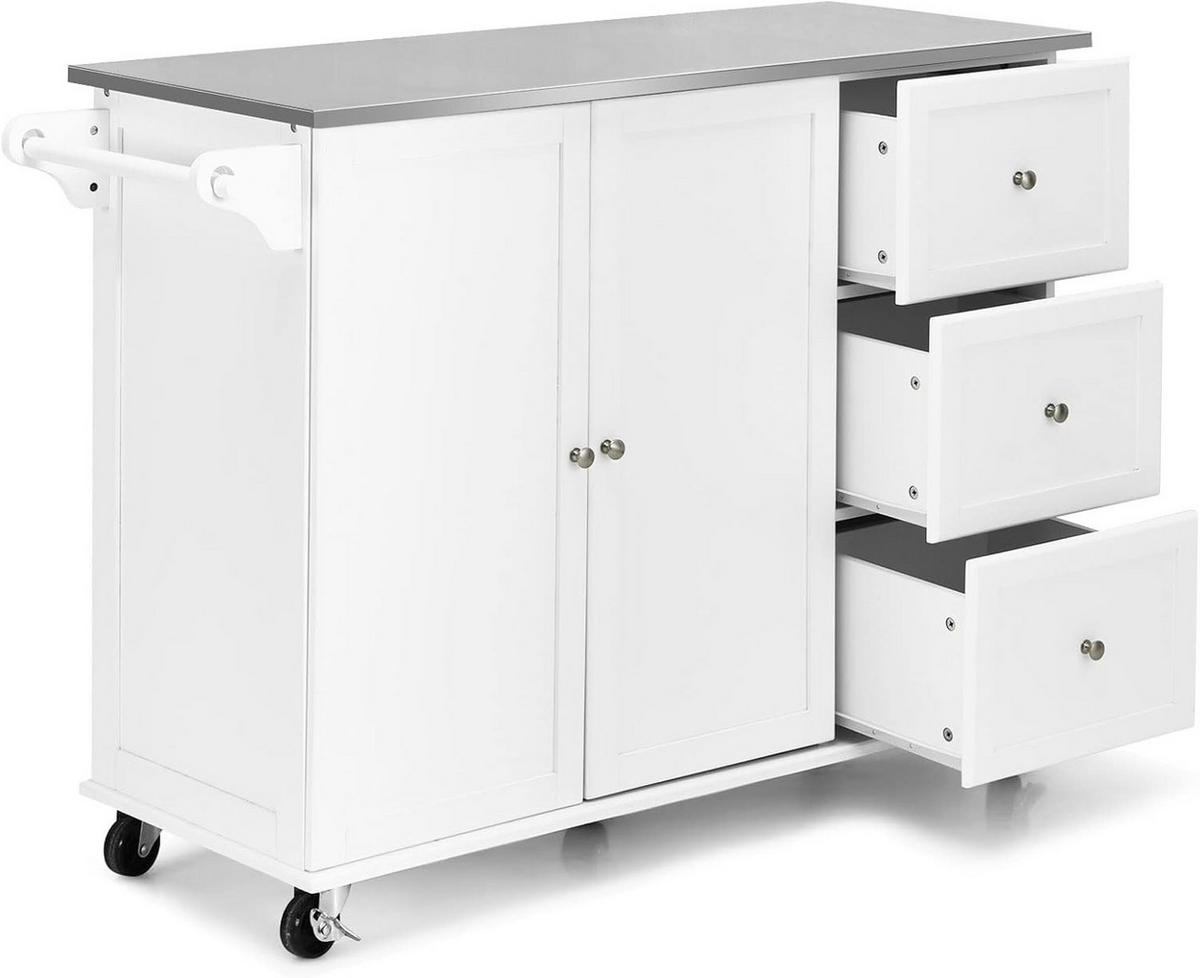 KÜCHENINSEL Weiß - Weiß, Holz (46/92/135cm) - COSTWAY