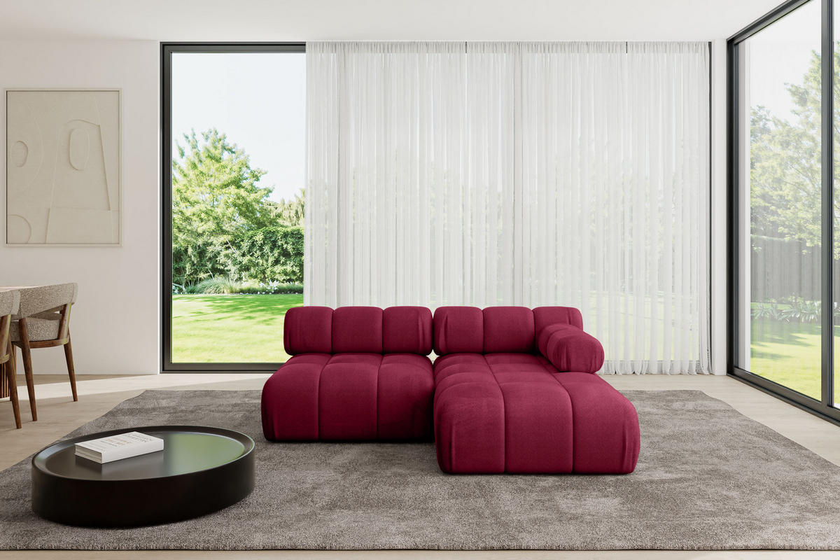 ECKSOFA modulares Sofa Razon-L1 - 190x160x70 cm Bordeauxrot Velours - Bordeaux, Holzwerkstoff/Textil (190/160cm) - ALTDECOR