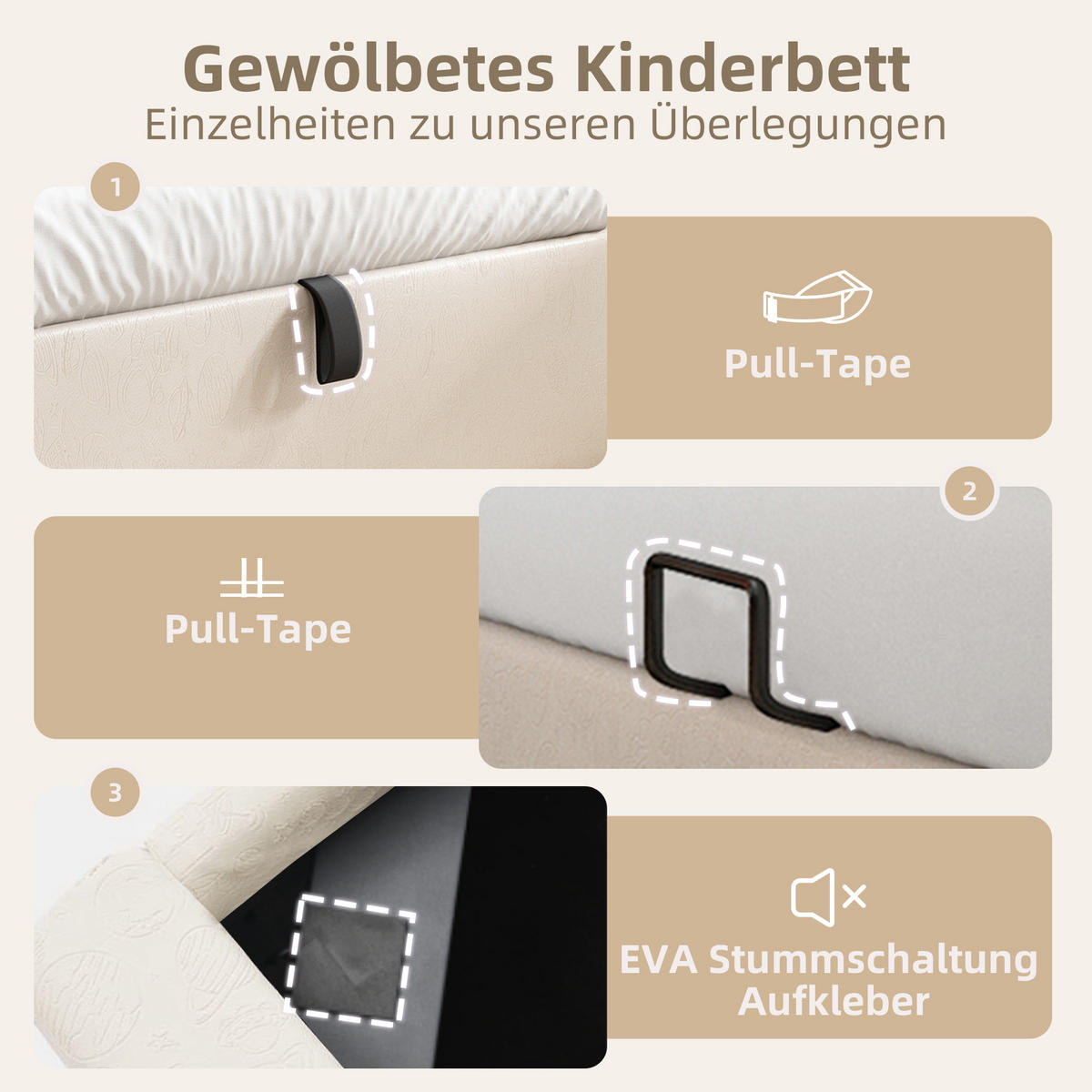 KINDERBETT 90/190 cm Beige mit Stauraum mit hydraulischem Lattenrost - Beige, Kunststoff (90/190cm) - OKWISH