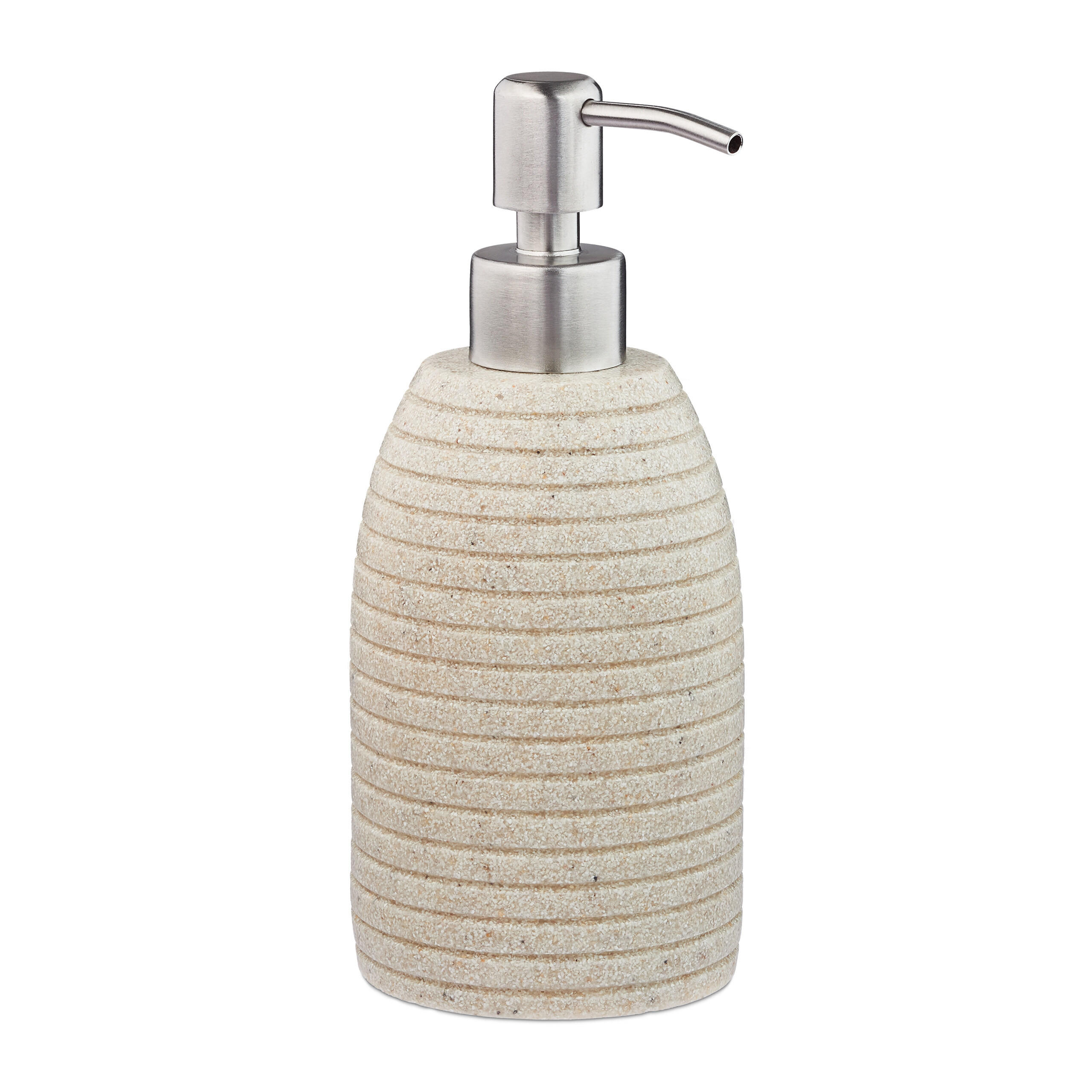 DOZATOR za sapun Pješčano bež poliresin 300 ml - bež, metal/plastika (8/18/8cm) - Relaxdays