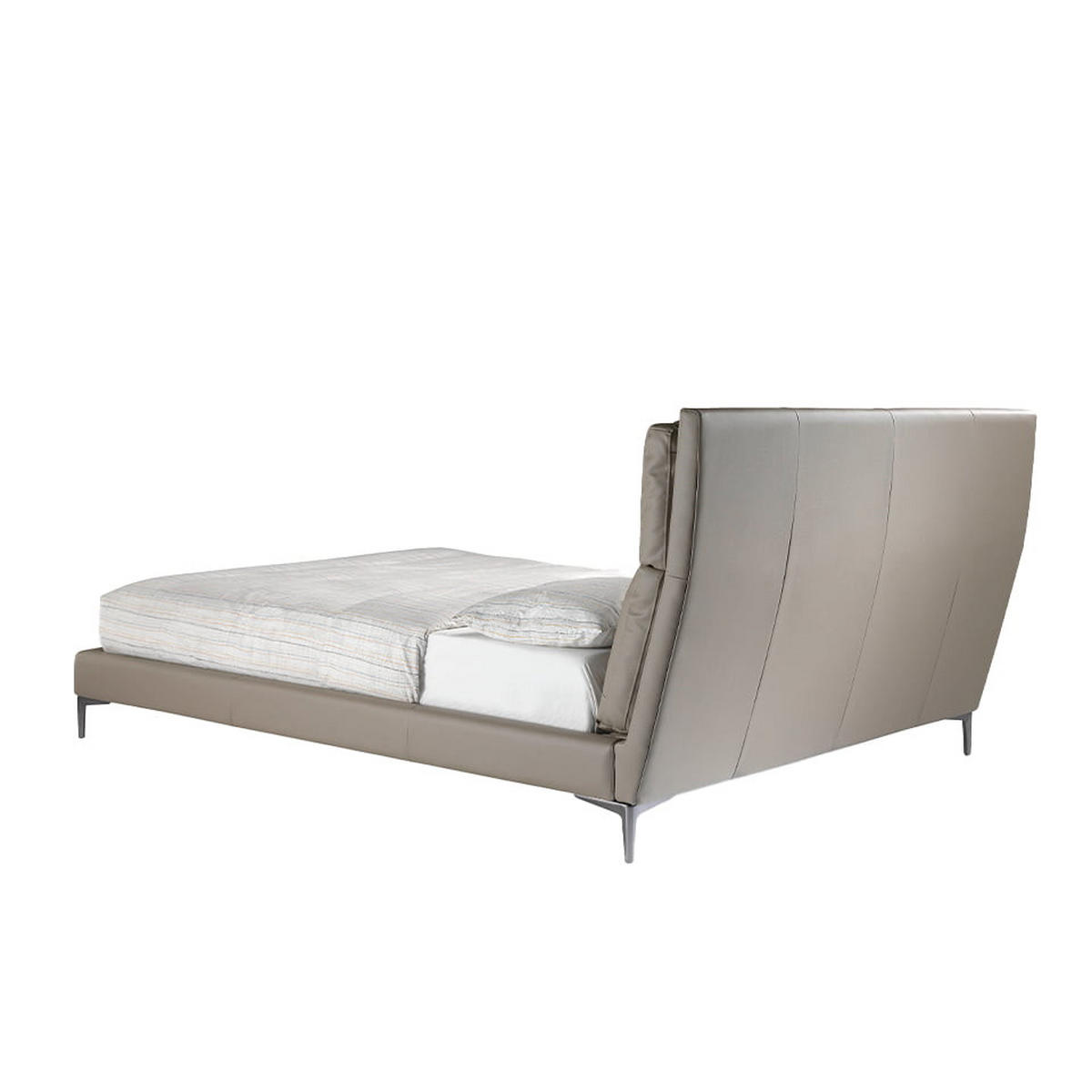 BETT Nerzfarbenes Kunstlederbett 176/240/107 cm - Taupe/Edelstahlfarben, Leder (160/200cm) - ANGEL CERDA