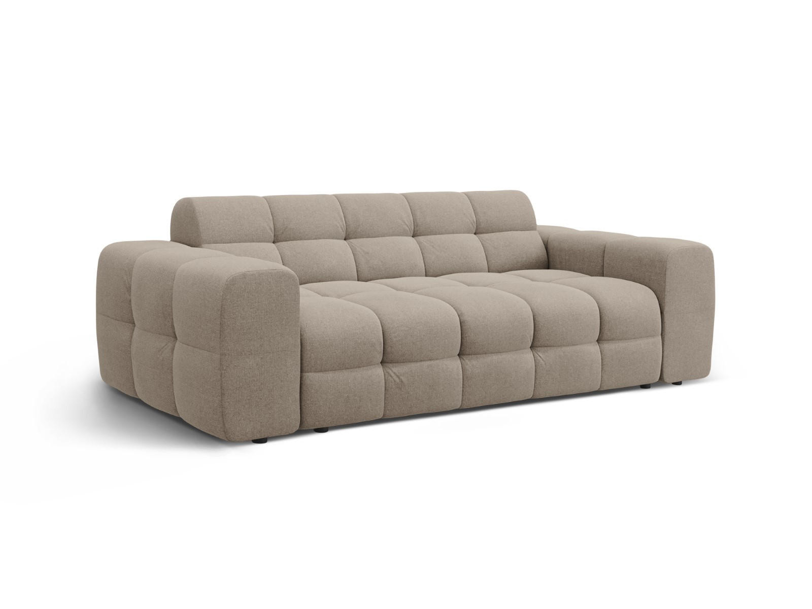 SOFA Kendal aus strukturiertem Stoff dunkelbeige 3 Sitzplätze - Mokka, Textil (103/79/222cm) - Micadoni