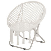 GARTENKLAPPSESSEL DE-17759 mit Makramee-Fransen Beige - Beige, Metall (64/74/77cm) - ComfortXL