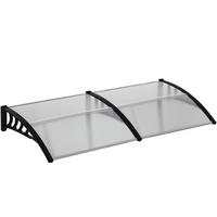 TÜRÜBERDACHUNG DE-07490 wetterfest mit Polycarbonat und Aluminium Schwarz - Transparent/Schwarz, Kunststoff/Metall (96/27/200cm) - ComfortXL