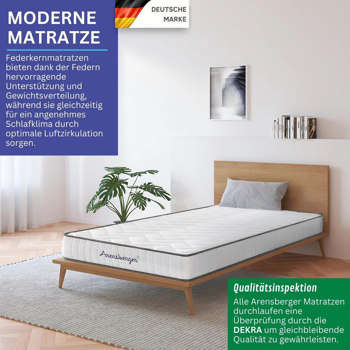 TASCHENFEDERKERN Matratze JANA, 180x200cm - Weiß, Textil (180/200cm) - Arensberger