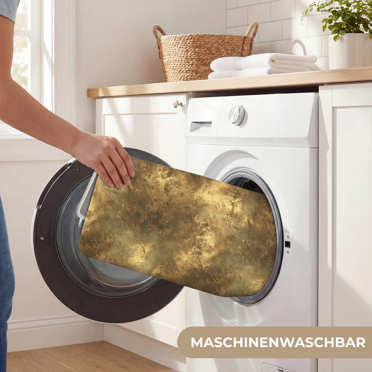 KÚPEĽŇOVÁ PREDLOŽKA Starožitný - metalický vzhľad - zlatý 80x50 cm - zlatá, textil/plast (80/50cm) - OnlyWow