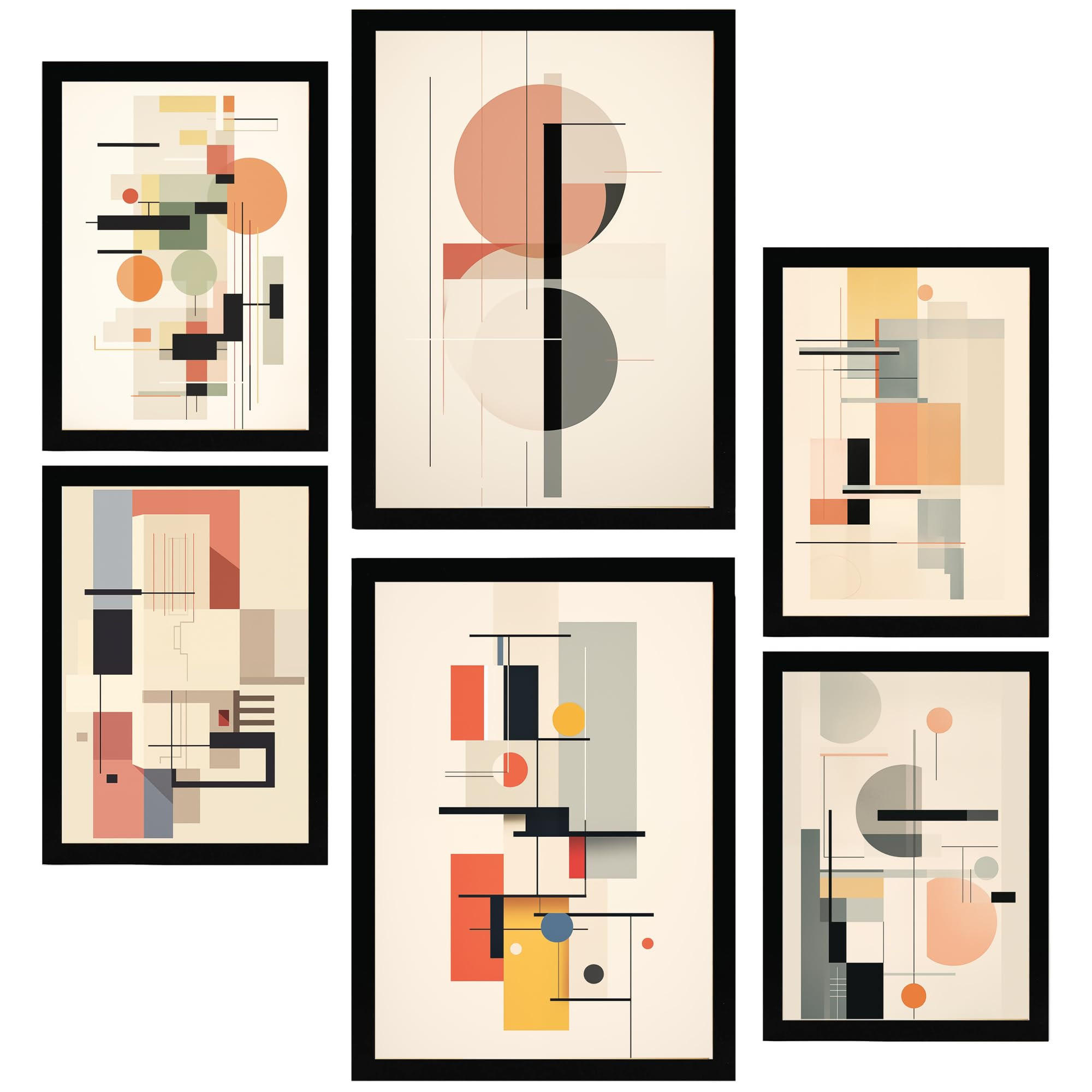 POSTER Set Mit 6 Bauhaus Celeste Graue Farben - Schwarz, Papier (29/3cm) - Nacnic