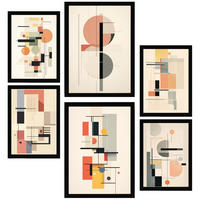 POSTER Set Mit 6 Bauhaus Celeste Graue Farben - Schwarz, Papier (29/3cm) - Nacnic