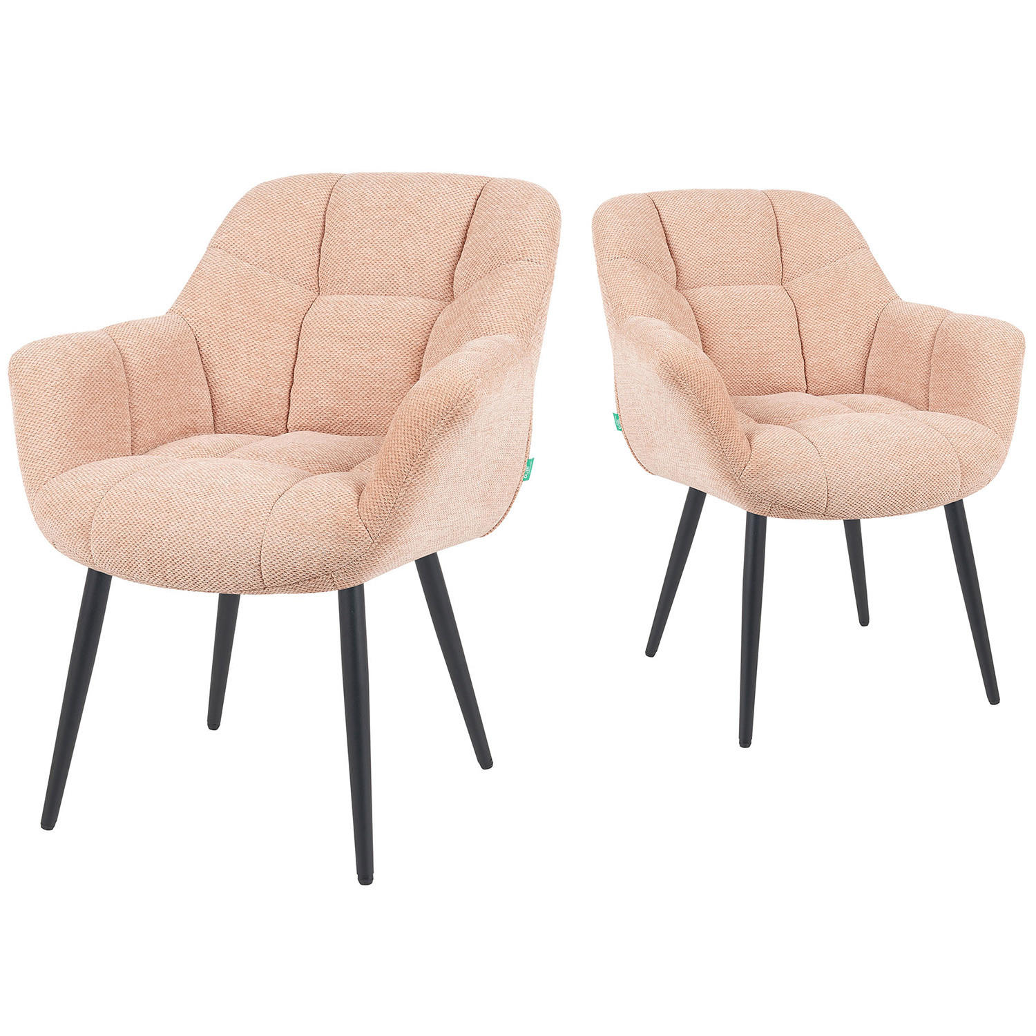 ESSZIMMERSTUHL Mika-Remo - Schwarz/Rosa, Textil/Metall (65/81/66cm) - DUBI Möbel