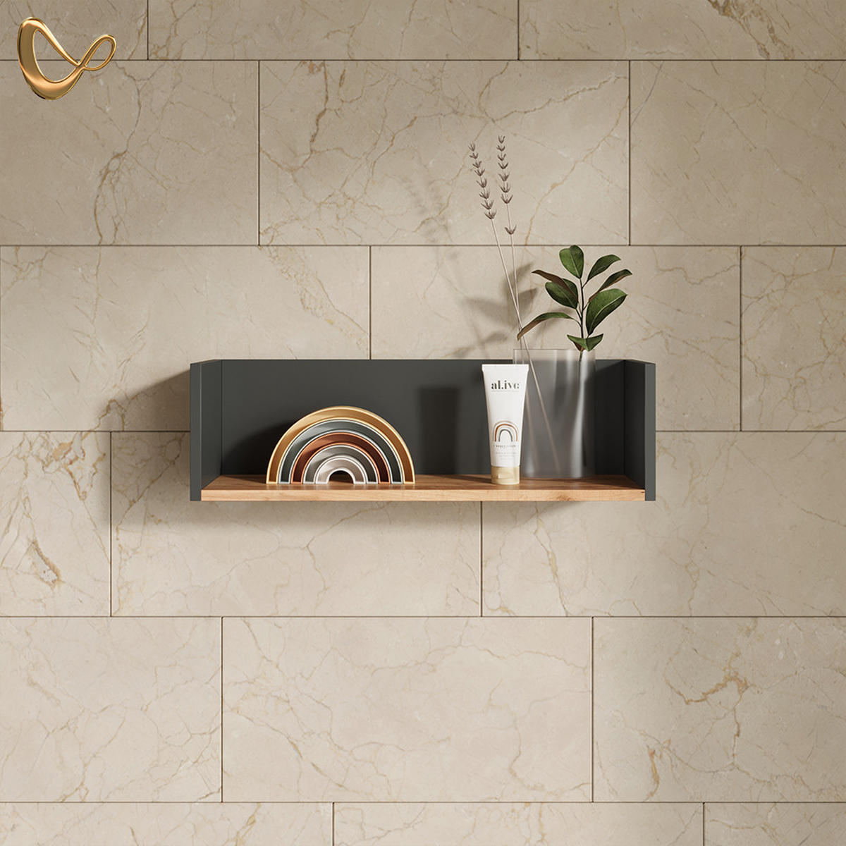 WASCHMASCHINENSCHRANK Paolina Anthrazit/Goldkraft Eiche 67.8 x 20 cm - Honigeiche/Anthrazit, Holzwerkstoff (67.8/20/20cm) - Livinity®