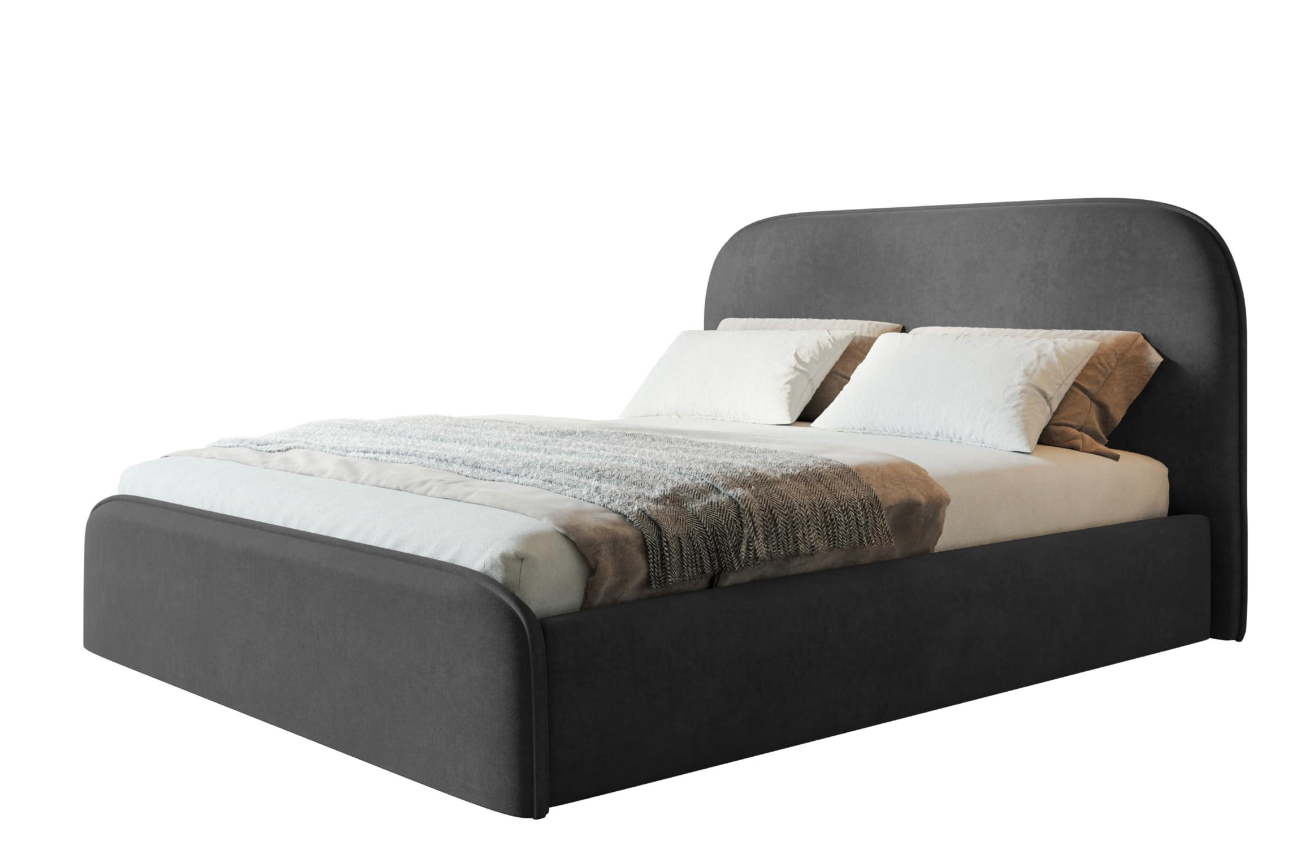 BETT 90x200 - Polsterbett mit Bettkasten und Metallrahmen - Modern Betten - Weicher Jasminstoff - Kollektion Vienna - Dunkelgrau - Dunkelgrau, Holz/Textil (90/200cm) - Alpi-Möbel