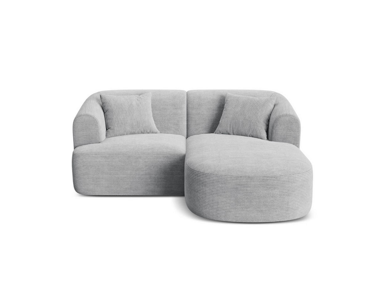 MODULARES-ECKSOFA rechts Campi aus Cord silber 3 Sitzplätze - Silberfarben, Textil (156/180cm) - Cosmopolitan Design