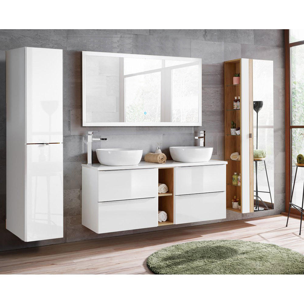 Lomado Badmöbel-Set Weiß 250x200x46 cm