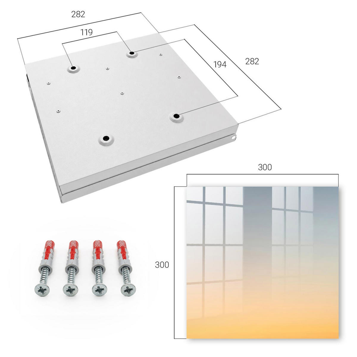 SCHLÜSSELBOX Weiß 30x30 cm – Türöffnung nach rechts - Pastell Ost - Gelb, Metall (30/30/5cm) - TULUP