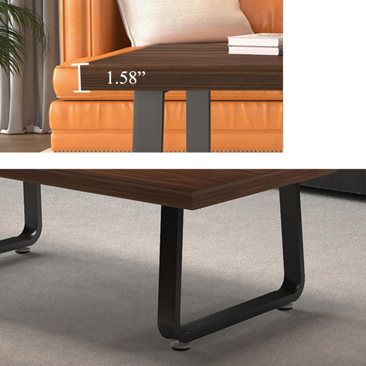 COUCHTISCH Modern Holz Metall 100 x 55 x 46,5 cm Wohnzimmertisch - Walnussfarben, Holzwerkstoff/Metall (55/100/46.5cm) - Quality Elegance