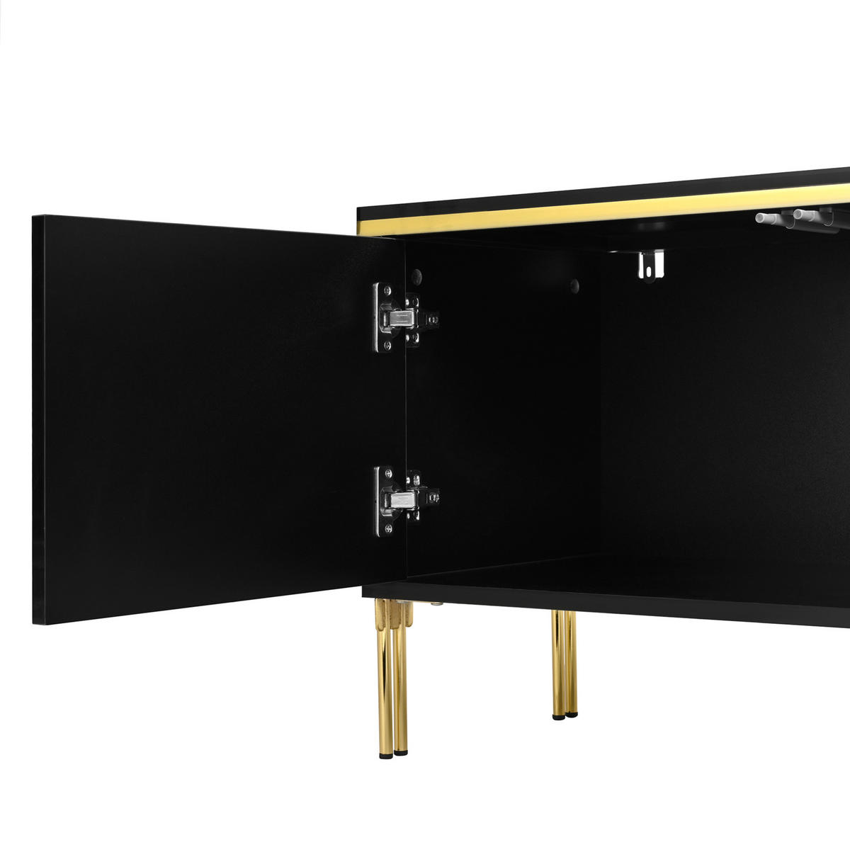 LOWBOARD TV-Möbel- und Couchtisch-Set 170/38/50 + 100/50/36 cm aus Spanplatte mit Hochglanzoberfläche Schwarz - Schwarz, Holzwerkstoff (170/50/38cm) - Modenvie
