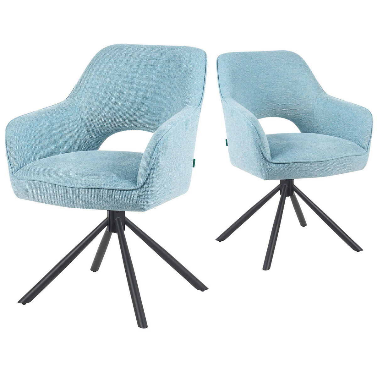 DREHSTUHL Mika-Ben - Schwarz/Hellblau, Textil/Metall (60/87/65cm) - DUBI Möbel