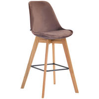BARHOCKER Samt braun - Eukalyptusholzfarben/Braun, Holz/Textil (48/112/56cm) - CLP