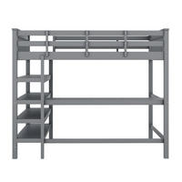 HOCHBETT mit Schreibtisch und Regal Grau 149x207x169.5 cm Holz - Grau, Holz - SONNENH